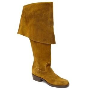 Caboots Jack Sparrow Pirate Fold-Over Suede Knee-High Boots in Tan, Size 10.5